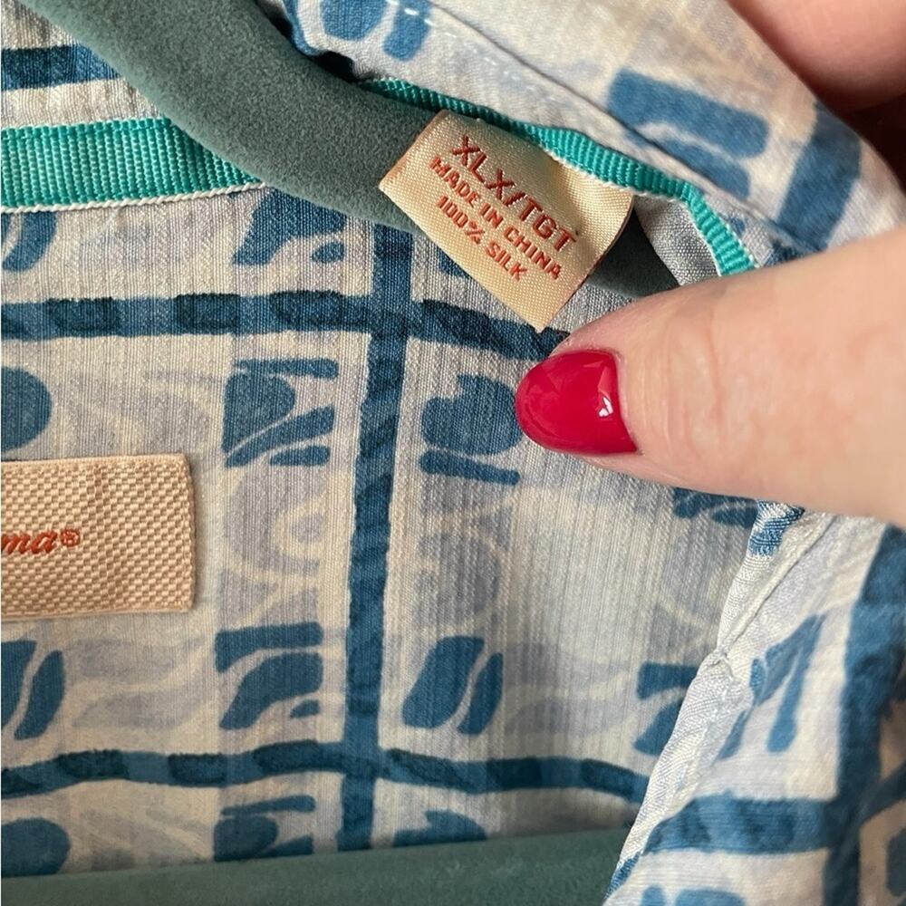 ✨ TOMMY BAHAMA 100% Silk Camp Shirt Men’s XLX Tall Blue White EUC 🥥 - Picture 7 of 9